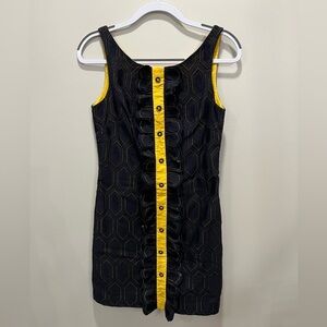 Christian Francis Roth Retro Black Eyelet Sheath Dress Size 4 Classic Preppy